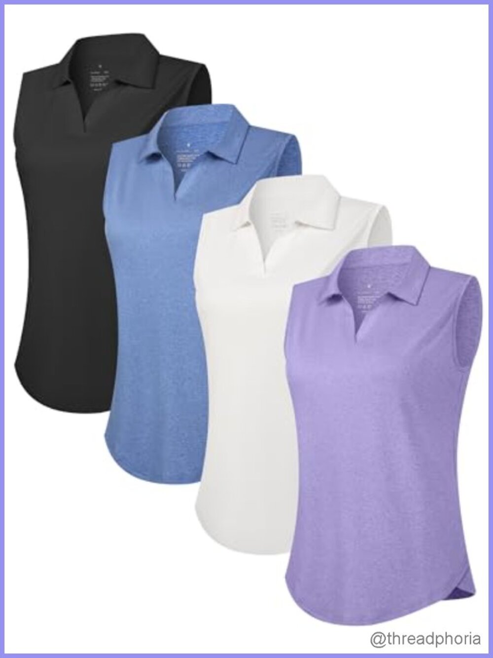 Women's Sleeveless UPF50 Golf Polo Shirts Athletic Tank Tops 4-Pack